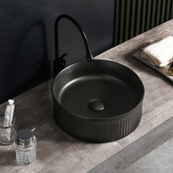UMYWALKA NABLATOWA CERAMICZNA OKRĄGŁA LAVA-MTB-RF-370 CZARNY MAT RYFLOWANA