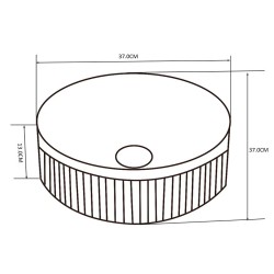 UMYWALKA NABLATOWA CERAMICZNA OKRĄGŁA LAVA-MTB-RF-370 CZARNY MAT RYFLOWANA