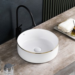 UMYWALKA NABLATOWA CERAMICZNA OKRĄGŁA LAVA-WH-GL-360 BIAŁA