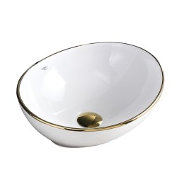 UMYWALKA NABLATOWA CERAMICZNA OWALNA LUMO-WH-GL-405 BIAŁA