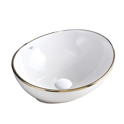 UMYWALKA NABLATOWA CERAMICZNA OWALNA LUMO-WH-GL-405 BIAŁA