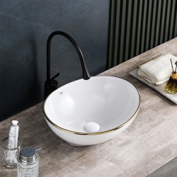 UMYWALKA NABLATOWA CERAMICZNA OWALNA LUMO-WH-GL-405 BIAŁA