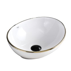 UMYWALKA NABLATOWA CERAMICZNA OWALNA LUMO-WH-GL-405 BIAŁA
