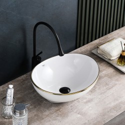 UMYWALKA NABLATOWA CERAMICZNA OWALNA LUMO-WH-GL-405 BIAŁA