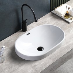 UMYWALKA NABLATOWA CERAMICZNA OWALNA NEL-WH-590 BIAŁA