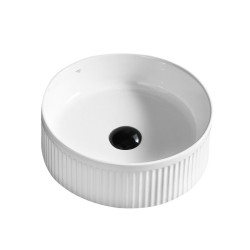 UMYWALKA NABLATOWA CERAMICZNA RYFLOWANA OKRĄGŁA LAVA-WH-RF-370 BIAŁA