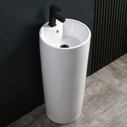UMYWALKA WOLNOSTOJĄCA CERAMICZNA OWALNA LINO-WH-400 BIAŁA