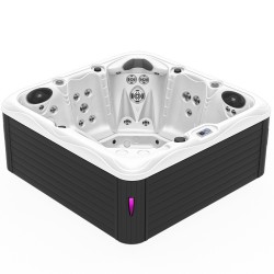 JACUZZI OGRODOWE WANNA SPA752 BIAŁA PERŁA OBUDOWA ANTRACYT 200x200 CM