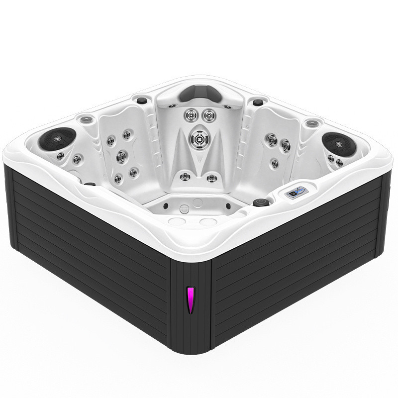 JACUZZI OGRODOWE WANNA SPA752 BIAŁA PERŁA OBUDOWA ANTRACYT 200x200 CM