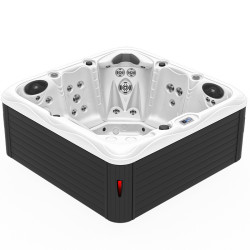 JACUZZI OGRODOWE WANNA SPA752 BIAŁA PERŁA OBUDOWA ANTRACYT 200x200 CM