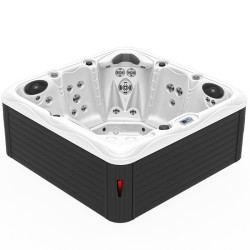 JACUZZI OGRODOWE WANNA SPA752 BIAŁA PERŁA OBUDOWA ANTRACYT 200x200 CM