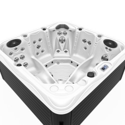 JACUZZI OGRODOWE WANNA SPA752 BIAŁA PERŁA OBUDOWA ANTRACYT 200x200 CM