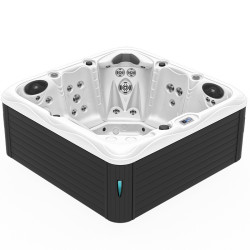 JACUZZI OGRODOWE WANNA SPA752 BIAŁA PERŁA OBUDOWA ANTRACYT 200x200 CM
