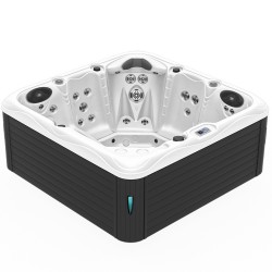 JACUZZI OGRODOWE WANNA SPA752 BIAŁA PERŁA OBUDOWA ANTRACYT 200x200 CM