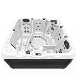 JACUZZI OGRODOWE WANNA SPA752 BIAŁA PERŁA OBUDOWA ANTRACYT 200x200 CM