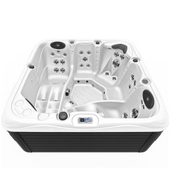 JACUZZI OGRODOWE WANNA SPA752 BIAŁA PERŁA OBUDOWA ANTRACYT 200x200 CM