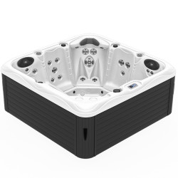 JACUZZI OGRODOWE WANNA SPA752 BIAŁA PERŁA OBUDOWA ANTRACYT 200x200 CM
