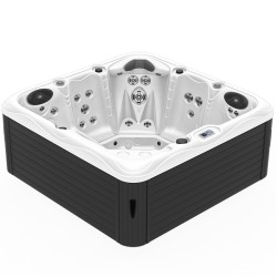 JACUZZI OGRODOWE WANNA SPA752 BIAŁA PERŁA OBUDOWA ANTRACYT 200x200 CM