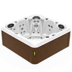 JACUZZI OGRODOWE WANNA SPA752 BIAŁA PERŁA OBUDOWA KAWA 200x200 CM