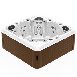 JACUZZI OGRODOWE WANNA SPA752 BIAŁA PERŁA OBUDOWA KAWA 200x200 CM