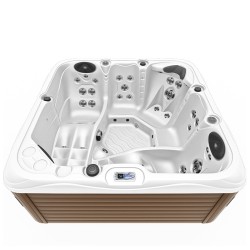 JACUZZI OGRODOWE WANNA SPA752 BIAŁA PERŁA OBUDOWA KAWA 200x200 CM