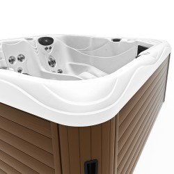 JACUZZI OGRODOWE WANNA SPA752 BIAŁA PERŁA OBUDOWA KAWA 200x200 CM