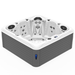 JACUZZI OGRODOWE WANNA SPA752 BIAŁA PERŁA OBUDOWA SZARA 200x200 CM