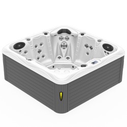 JACUZZI OGRODOWE WANNA SPA752 BIAŁA PERŁA OBUDOWA SZARA 200x200 CM