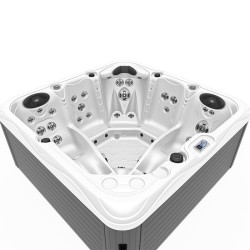 JACUZZI OGRODOWE WANNA SPA752 BIAŁA PERŁA OBUDOWA SZARA 200x200 CM