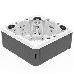 JACUZZI OGRODOWE WANNA SPA752 BIAŁA PERŁA OBUDOWA SZARA 200x200 CM