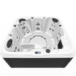JACUZZI OGRODOWE WANNA SPA753 BIAŁA PERŁA OBUDOWA ANTRACYT 200x200 CM