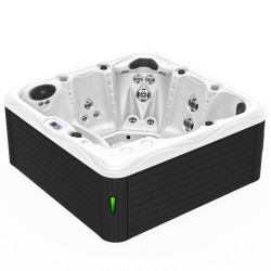 JACUZZI OGRODOWE WANNA SPA753 BIAŁA PERŁA OBUDOWA ANTRACYT 200x200 CM