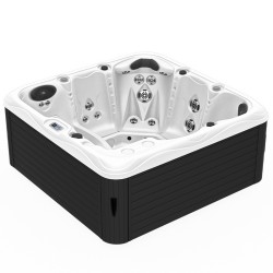 JACUZZI OGRODOWE WANNA SPA753 BIAŁA PERŁA OBUDOWA ANTRACYT 200x200 CM