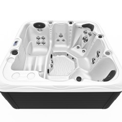JACUZZI OGRODOWE WANNA SPA753 BIAŁA PERŁA OBUDOWA ANTRACYT 200x200 CM