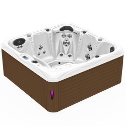 JACUZZI OGRODOWE WANNA SPA753 BIAŁA PERŁA OBUDOWA KAWA 200x200 CM