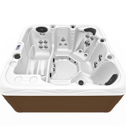 JACUZZI OGRODOWE WANNA SPA753 BIAŁA PERŁA OBUDOWA KAWA 200x200 CM
