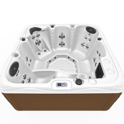 JACUZZI OGRODOWE WANNA SPA753 BIAŁA PERŁA OBUDOWA KAWA 200x200 CM
