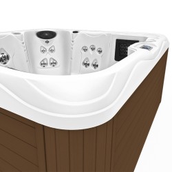 JACUZZI OGRODOWE WANNA SPA753 BIAŁA PERŁA OBUDOWA KAWA 200x200 CM