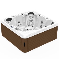 JACUZZI OGRODOWE WANNA SPA753 BIAŁA PERŁA OBUDOWA KAWA 200x200 CM