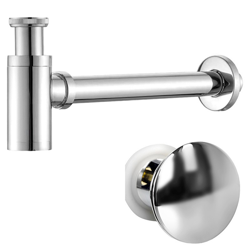 SYFON UMYWALKOWY METALOWY MIKE-CH + KOREK KLIK-KLAK Z PRZELEWEM ZESTAW CHROM SYFON UMYWALKOWY METALOWY MIKE-CH + KOREK KLIK-KLAK Z PRZELEWEM ZESTAW CHROM