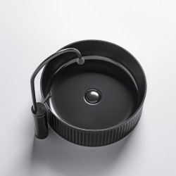 UMYWALKA NABLATOWA CERAMICZNA OKRĄGŁA LAVA-BL-RF-370 CZARNA RYFLOWANA