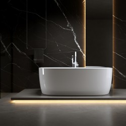 WANNA WOLNOSTOJĄCA PRZYŚCIENNA NORA 526B BIAŁA PRZELEW BIAŁY MAT 150x80 CM