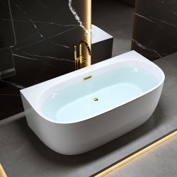 WANNA WOLNOSTOJĄCA PRZYŚCIENNA NORA 526B BIAŁA PRZELEW ZŁOTY 150x80 CM