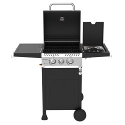 GRILL OGRODOWY GAZOWY Z POKRYWĄ I PÓŁKAMI APOLLO-A CZARNY RUSZT ŻELIWNY 8,5 KW + POKROWIEC