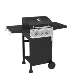 GRILL OGRODOWY GAZOWY Z POKRYWĄ I PÓŁKAMI APOLLO-A CZARNY RUSZT ŻELIWNY 8,5 KW + POKROWIEC