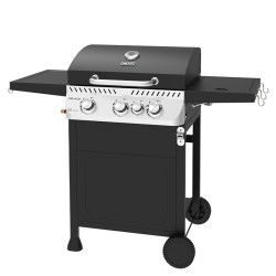 GRILL OGRODOWY GAZOWY Z POKRYWĄ I PÓŁKAMI APOLLO-B CZARNY RUSZT ŻELIWNY 11,5 KW + POKROWIEC