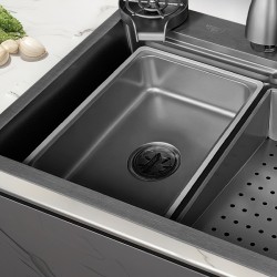ZLEWOZMYWAK JEDNOKOMOROWY WIELOFUNKCYJNY COBA 75X46 CZARNY ZLEW KUCHENNY STALOWY