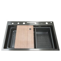 ZLEWOZMYWAK JENOKOMOROWY WIELOFUNKCYJNY ARGOS 68X46 CZARNY ZLEW KUCHENNY STALOWY