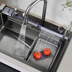 ZLEWOZMYWAK JENOKOMOROWY WIELOFUNKCYJNY ARGOS 68X46 CZARNY ZLEW KUCHENNY STALOWY