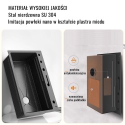 ZLEWOZMYWAK JENOKOMOROWY WIELOFUNKCYJNY ARGOS 68X46 CZARNY ZLEW KUCHENNY STALOWY